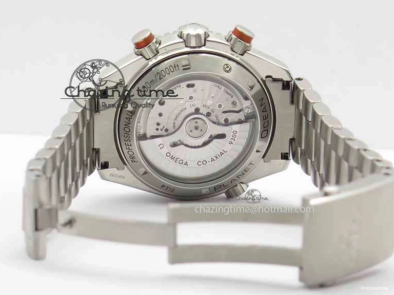 0423 Sophisticated Planet Ocean Master Chronometer Chrono SS OM 1:1 Best Edition Orange On SS Bracelet A 8156